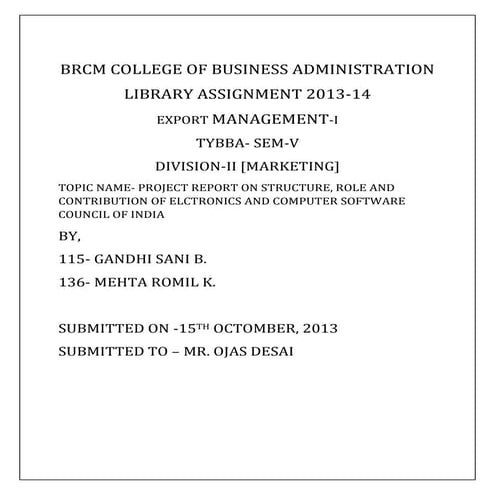 Ecs india- PROJECT REPORT ON STRUCTURE, ROLE AND CONTRIBUTION OF ELCTRONICS A...