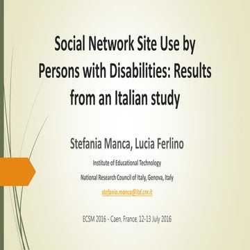 Social Network Site Use by Persons with Disabilities: Results from an Italian study