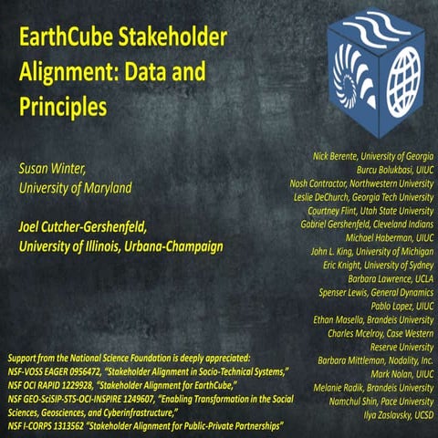 EarthCube Stakeholder Alignment Survey - End-Users & Professional Societies W...