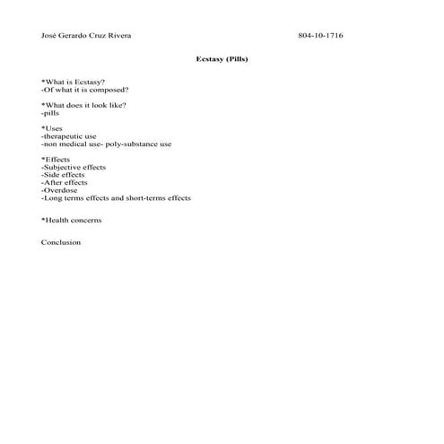 Ecstasy outline | PDF