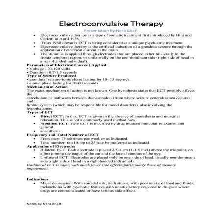 Electro Convulsive Therapy & Role of nurse