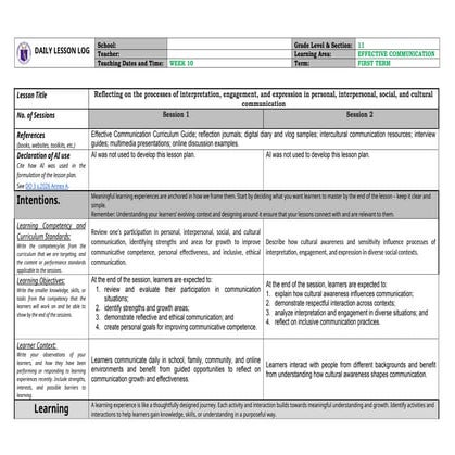 Daily Lesson plan effective communication | DOCX