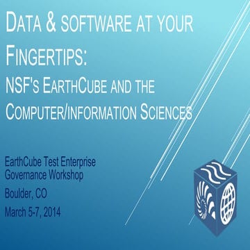 EarthCube Introduction for the IT/FOSS Workshop