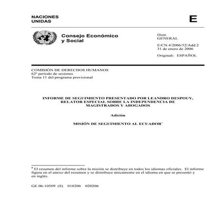 MISIÓN DE SEGUIMIENTO AL ECUADOR