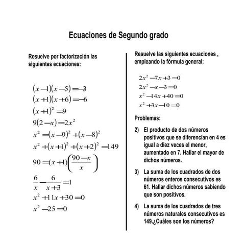 Ecuaciones cuadraticas