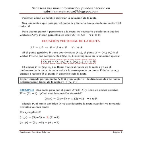 Ecuaciones de la recta