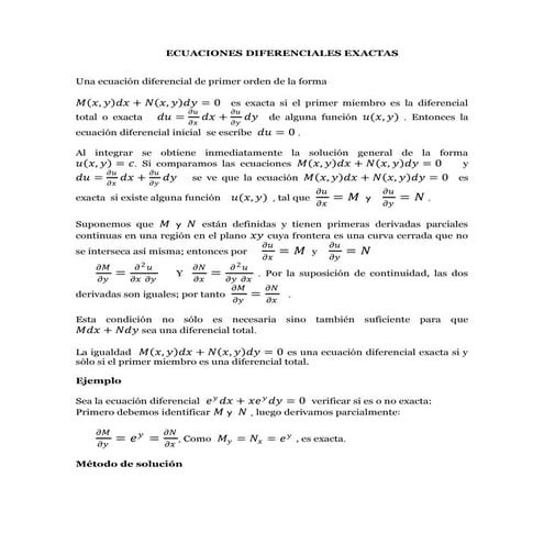 Ecuaciones diferenciales exactas