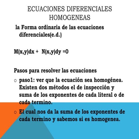 Ecuaciones diferenciales homogeneas