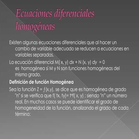 Ecuaciones diferenciales homogéneas