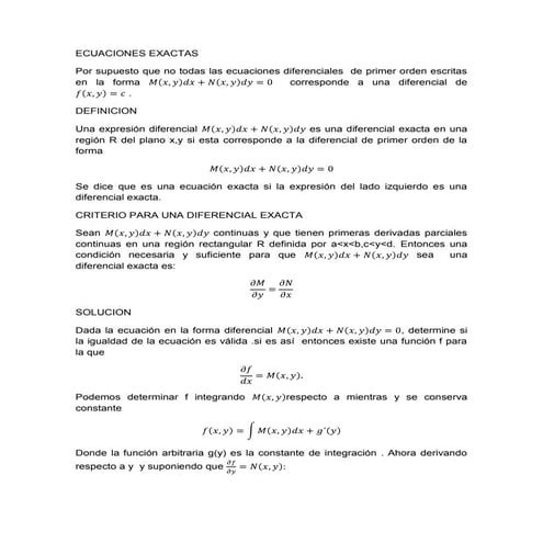 Ecuaciones exactas