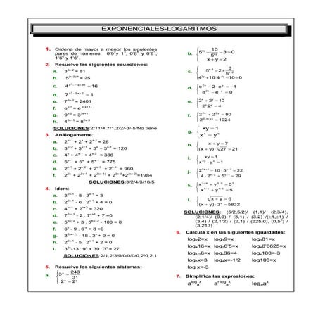 Ecuaciones exponenciales y logarítmicas   1ºbach.ccss