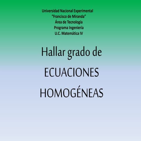 Ecuaciones homogéneas