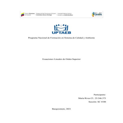 Ecuaciones lineales de orden superior