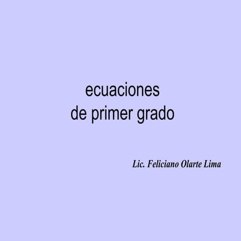 Ecuaciones primer grado