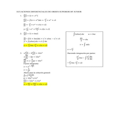 Ecuaciones diferenciales de orden superior por Junior Castillo