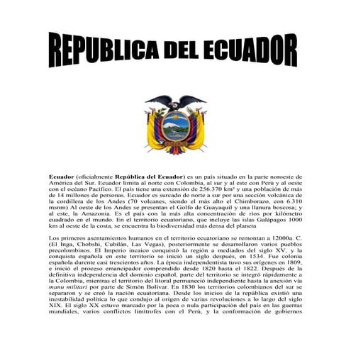 Geografia del Ecuador, presentacion escolar | PPTX