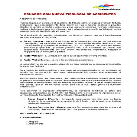 Ecuador con-nueva-tipología-de-accidentes-de-tránsito