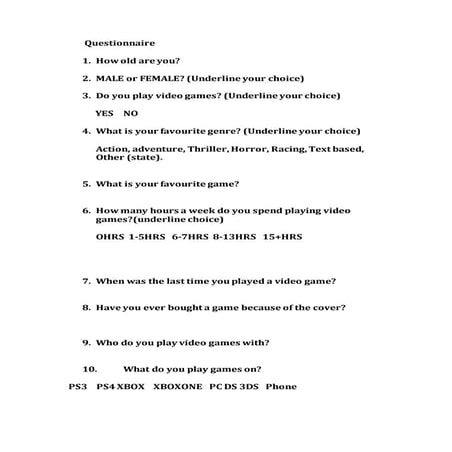 Questionnaire | DOCX