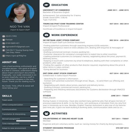 CV Apply for Im-Ex Staff Post_Ngo Thi Van | PDF