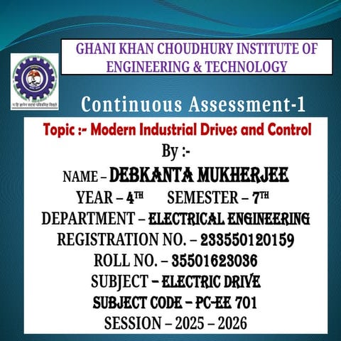 Electric Drive ppt for BTech 7th semester electrical engineering | PPTX