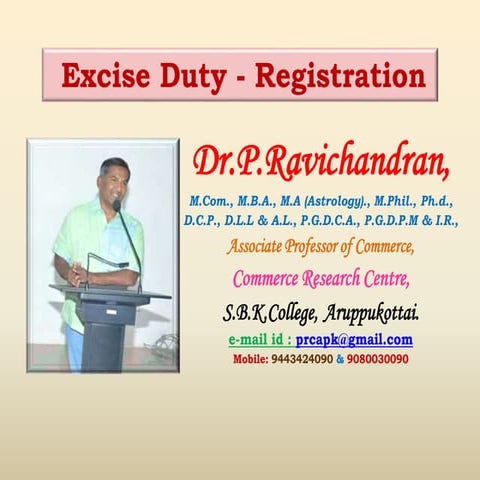 Excise duty registration