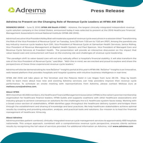 Adreima ANI Press Release