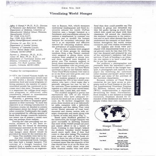 J Nutr Ed - Visualizing world hunger