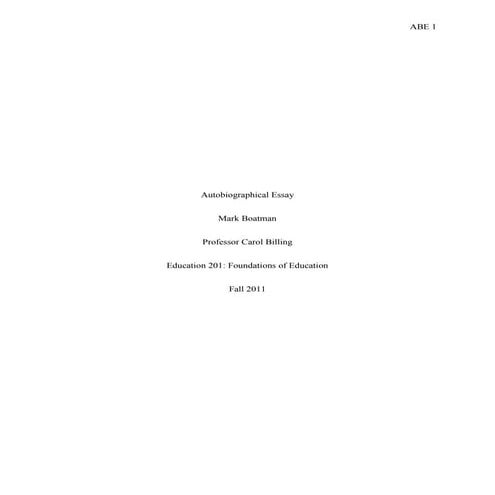 Autobiographical Essay