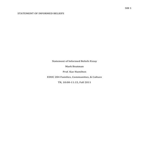 Statement of Informed Beliefs