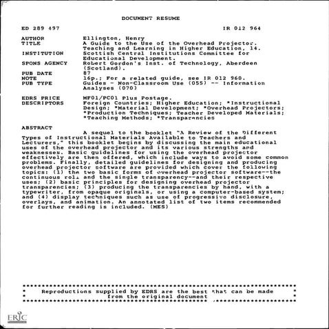 overhead projector guide