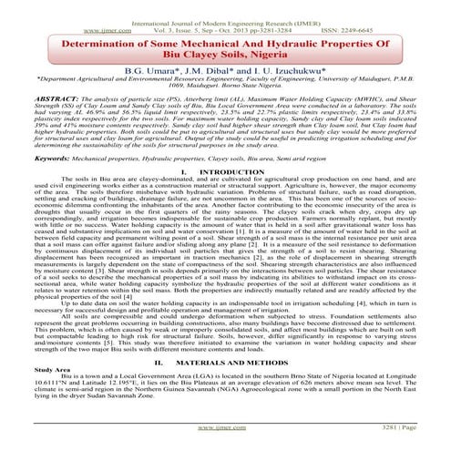Determination of Some Mechanical And Hydraulic Properties Of Biu Clayey Soils...