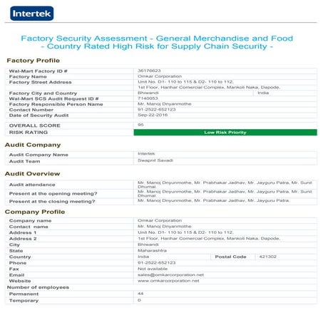 Walmart CTPAT Audit Report | PDF