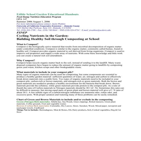 Edible School Garden Educational Handout