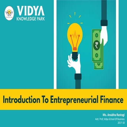 Introduction to entrepreneurial finance