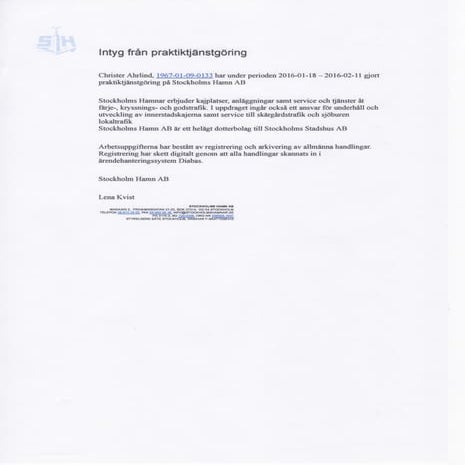 Intyg Fordjupning i Diarieforing 2016-04 | PDF