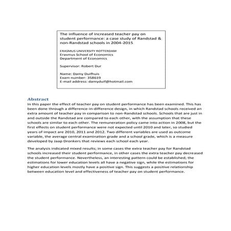 Thesis Teacher Pay & Student Performance Damy Duifhuis versie 09-07-2016