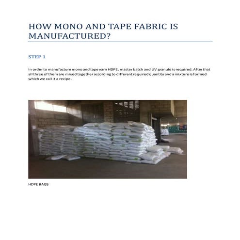 HOW MONO AND TAPE FABRIC IS MANUFACTURED | DOCX