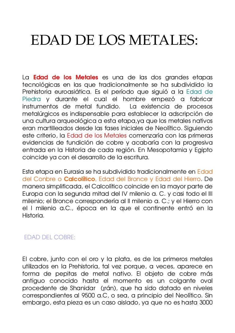 Edad De Los Metales