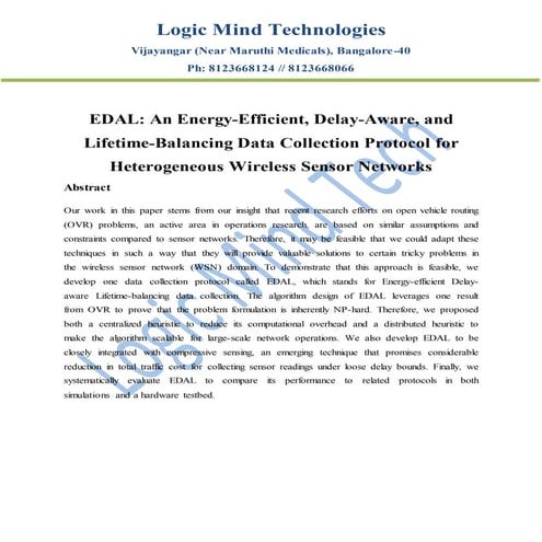 Edal an energy efficient, delay-aware, and lifetime-balancing data collection...