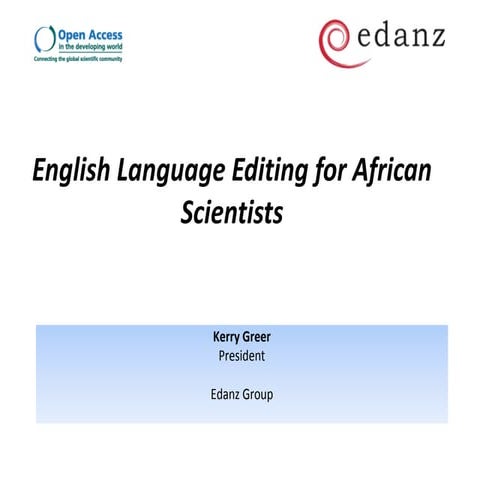 English language editing for African scientists