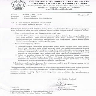 Edaran dirjen dikti   linieritas bi...