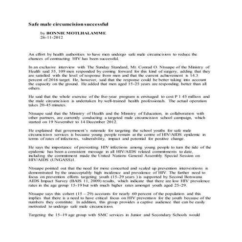 Safe male circumcision successful