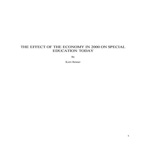 The Effect of the Economy in 2000 on Special Education Today