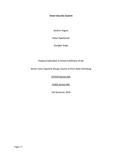 Smart Security System Final Proposal