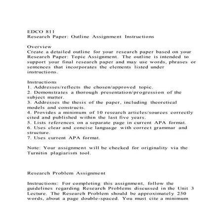 EDCO 811Research Paper Outline Assignment InstructionsOverv
