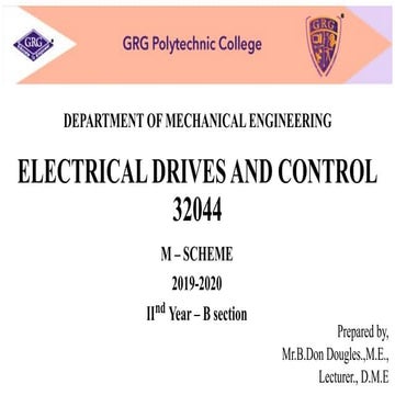 Electrical drives and control unit 3 | PPT