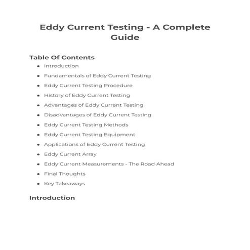 Eddy Current Testing - A Complete Guide