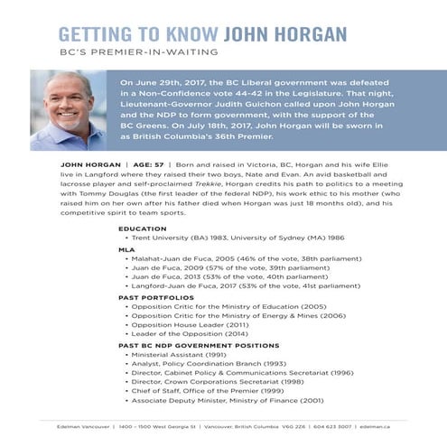 Edelman Canada Public Affairs - John Horgan Profile
