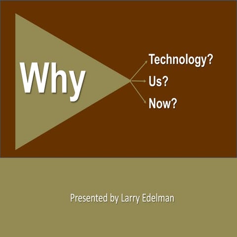 Why Technology, Why Us, Why Now?