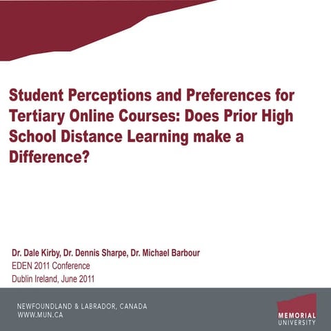 EDEN 2011 - Student Perceptions and Preferences for Tertiary Online ...